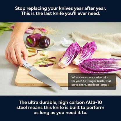 8 Inch Chef Knife, AUS-10 Japanese Stainless Steel - White5