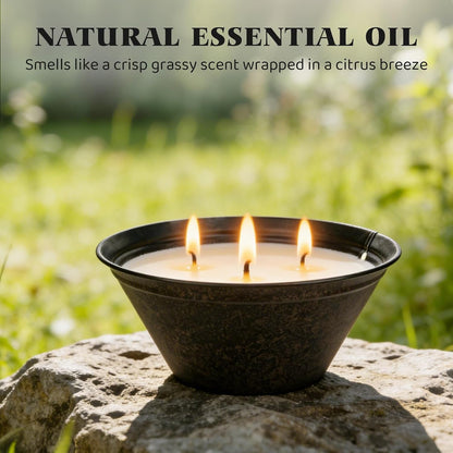 Citronella Candles Outdoor Large 23Oz 3-Wick Natural Citronella Lemongrass Soy Wax Bucket Candle up to 100 Hours Outdoor Candles for Patio,Yard,Fishing,Home Decor,Backyard in Summer8