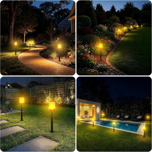 Solar Pathway Lights Outdoor 8 Pack, Solar Garden Lights Warm White 4 Lighting Modes, Solar Path Lights Auto On/Off, Landscape Lighting for Yard Walkway Driveway Patio Lawn Decor8