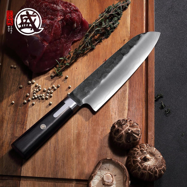7 Inch Santoku Chef Knife, S301 Triple Clad, Hammered3