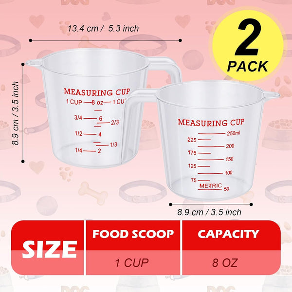 2Pcs Plastic 1 Cup Measuring Cup,Dog Food Measuring Scoop 1 Cup Scoop for Dog Cat or Bird Foods3