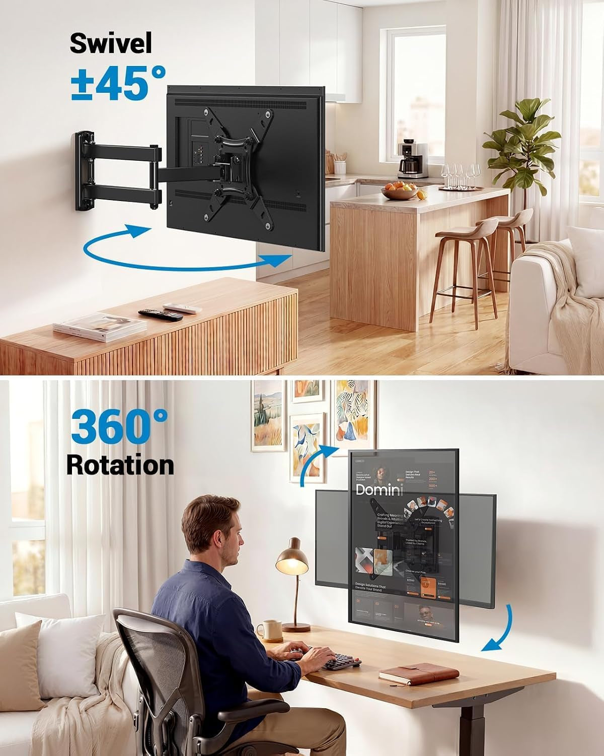 full-motion-tv-wall-mount-for-echo-show-21-15-and-13-43-inch-flat-curved-screen-tvs-monitors-max-vesa-200x200mm-up-to-44lbs-tv-mount-wall-bracket-with-rotation-swivel-tilt-extension