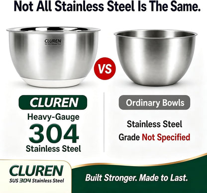304 Stainless Steel Mixing Bowls Set, 3-Piece (1.5, 3 & 5 QT)2