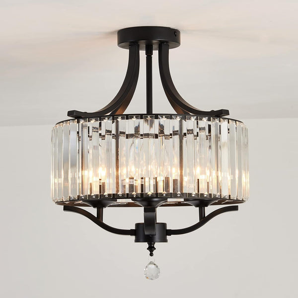 4 Lights Black Modern Crystal Chandelier for Dining Room1