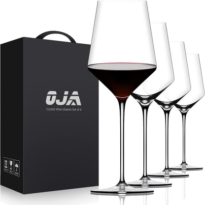 Wine Glasses Set, Crystal Red Hand Blown Wine Glass, Set of 4, 15 Oz | Long Stem, Thin Rim, Premium, Perfect for Red or White, Daily Use, Unique Wedding Anniversary or Birthday Gift1