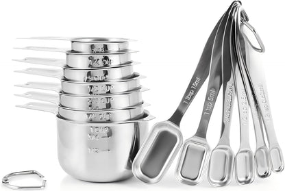 13 Piece Stainless Steel Measuring Cups and Spoons Set - for Cooking Baking1