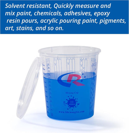 Paint Mixing Cup 20 Ounce, Accurate Measurements in Ratios and OZ. and ML, 12PCS Plastic Graduated Measuring Cups for Paint, Resin, Epoxy, Acrylic, Pigments, Art3