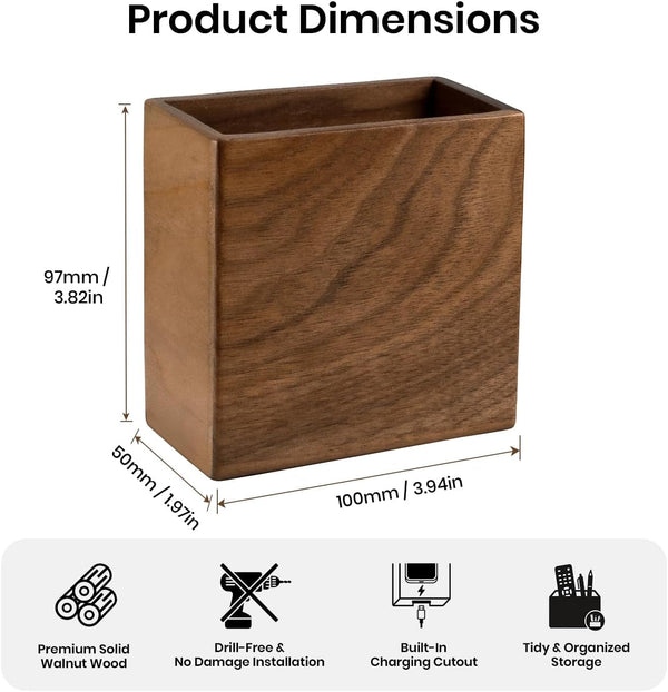 Remote Holder Hole-Free, Self-Adhesive Storage Wooden Box Small3