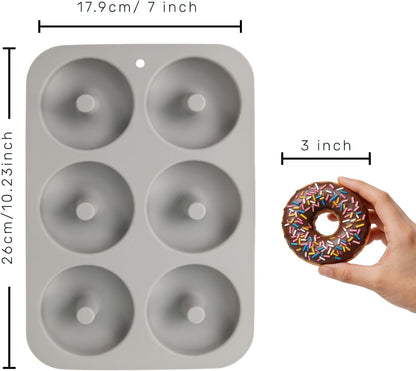 Non-Stick Silicone Donut Pan for 6 Doughnuts, Bpa-Free, 2-Pack Grey | Food Grade LFGB Silicone Bagels Baking Mold, Dishwasher Safe, Heat Resistant and Microwave Safe5