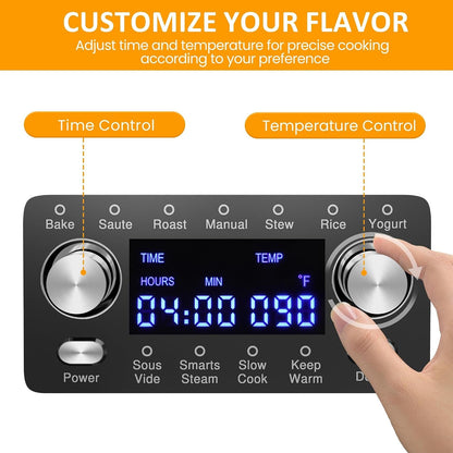 12-In-1 Programmable Slow Cooker, 8 Quart Slow Cooker with Timer, Temp Control and Auto Shut Off, Multi Cooker with Steaming Rack, Dishwasher-Safe Visual Glass Lid, Stainless Steel2