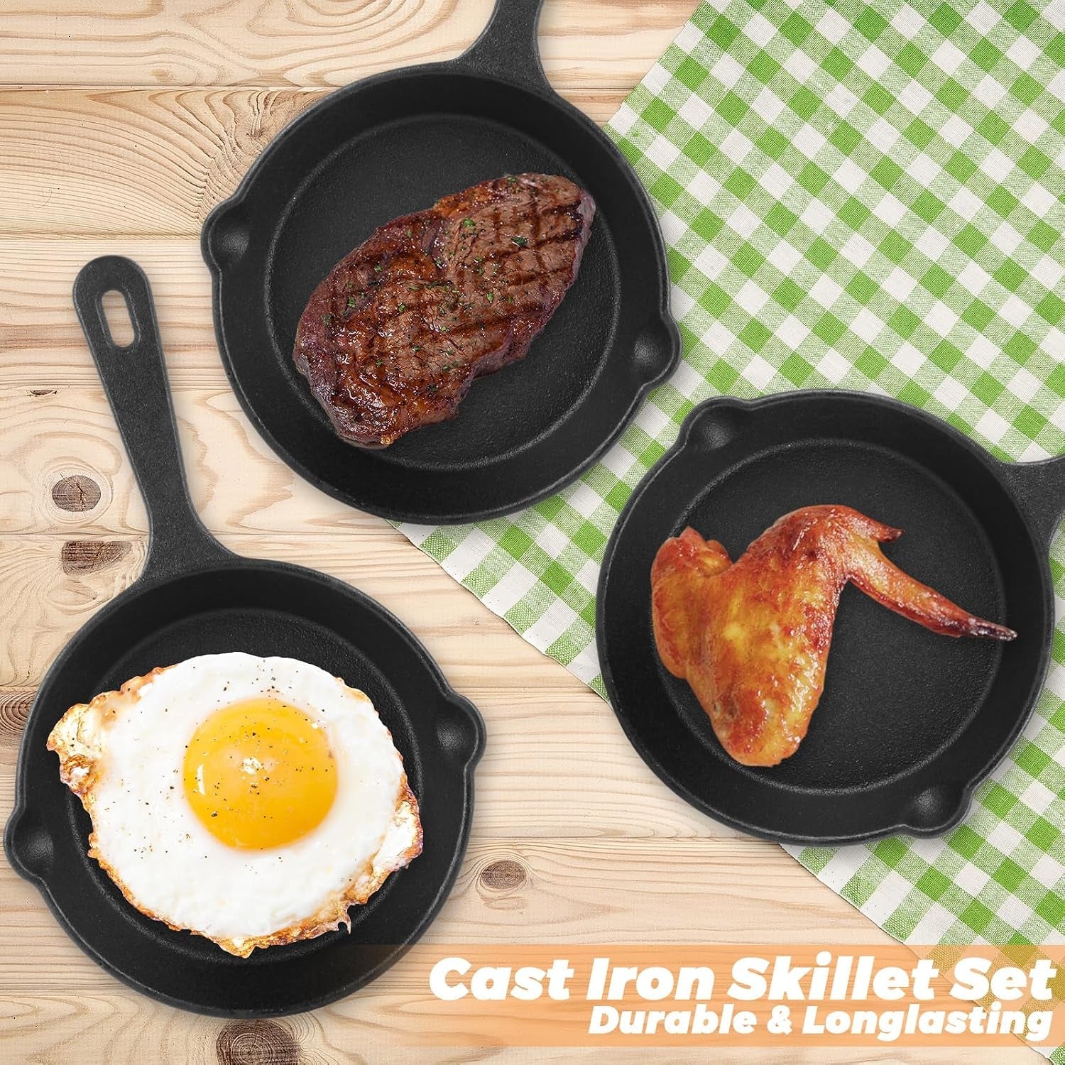 4-pack-mini-cast-iron-skillet-5-5-inch-non-stick-small-frying-pans-with-double-drip-spouts-for-stove-oven-grill-campfire-indoor-outdoor-use-black