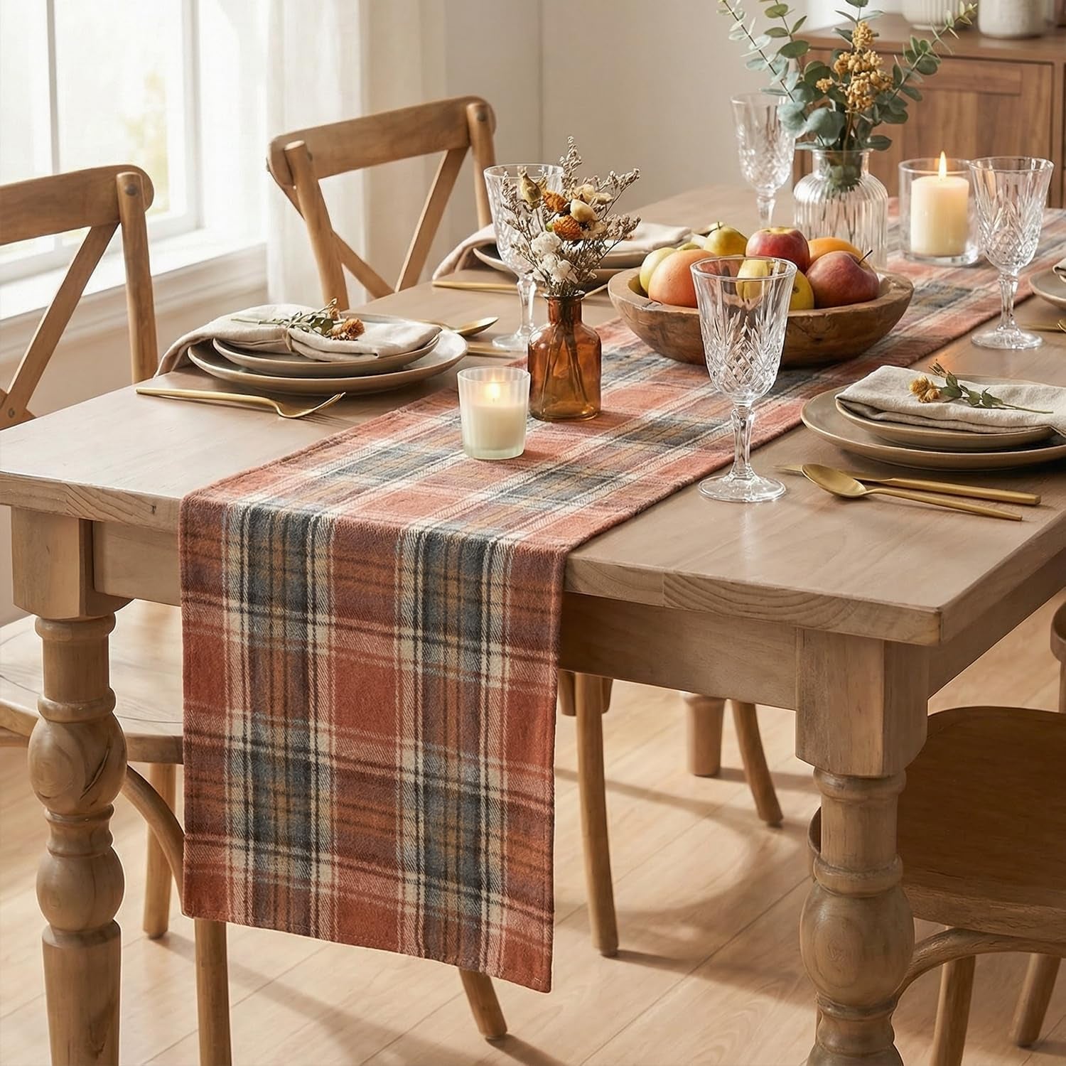 rust-farmhouse-plaid-fall-table-runner-13x72-inch-holiday-kitchen-dining-table-decoration-for-home-party-decor-autumn-thanksgiving-rustic-check