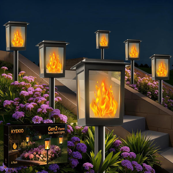 Large Size & Gen2 Flame Solar Torch Lights for Halloween Decorations1