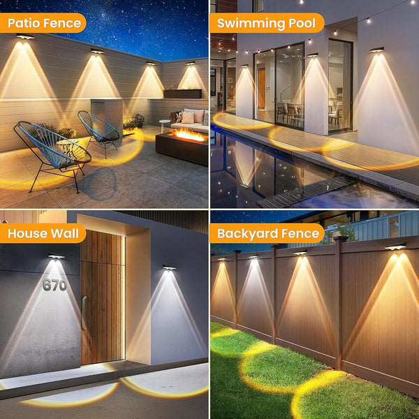 Solar Fence Lights Outdoor, 8 Pack, 3 Color Modes, IP65 Waterproof2