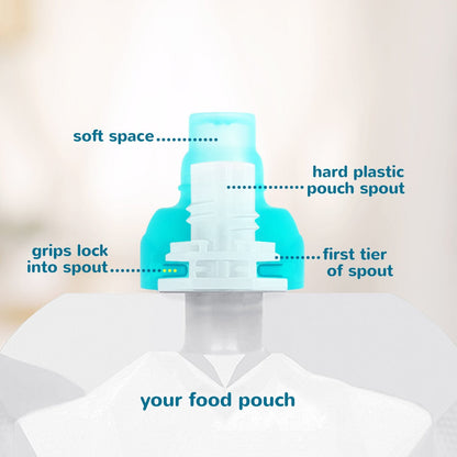 Softsip Food Pouch Top | Baby Led Weaning | No Spill Flow Control Valve, Protects Childs Mouth, 100% Silicone, BPA Free | Swirl Colors, 4 CT3