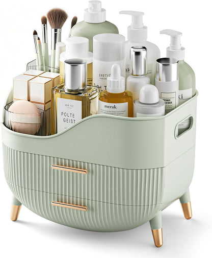 Makeup Organizer with Drawers, Green Skincare Organizer for Vanity, Storage Box with Handle, Large Cosmetic Display Case for Dresser, Bathroom Countertop1