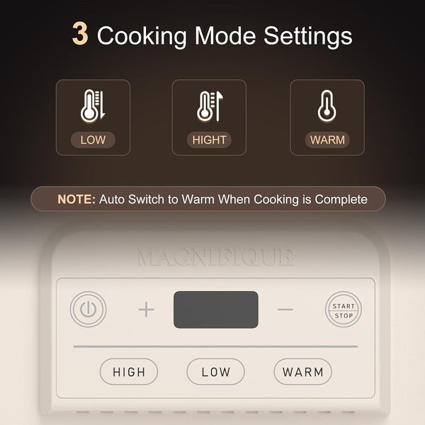 Magnifique 4 Quart Casserole Digital Slow Cooker, Premium Ceramic Bakeware for Oven, Dishwasher Safe Baking Dish, Oatmeal4