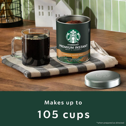 Starbucks Premium Instant Coffee Blonde Roast, 3 Tins 3.17 Oz | 100% Arabica Premium Instant and Microground Coffee; Blonde Roast; 3 Tins, 3.17 Oz Each6