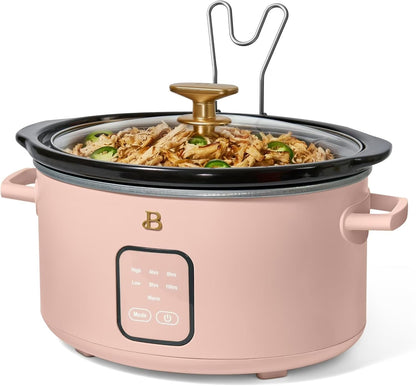4 Quart Programmable Slow Cooker with Digital Touch Display, Locking Hinged Lid, Stoneware Pot, Auto Warm, Preset Cooking Times, Dishwasher Safe3