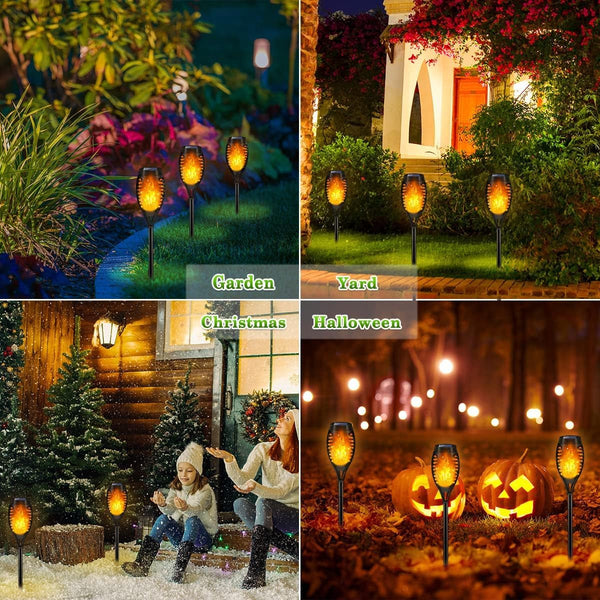 Outdoor Solar Lights, 6Pack Solar Torch Light with Flickering Flame2