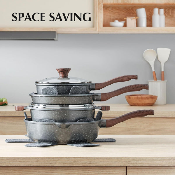 Nonstick Cookware Set 13 Pcs, Non Stick Pots and Pans Set | Swiss Granite Coating, Healthy Kitchen Cooking Set, Stay-Cool Handles, Induction Compatible, PFOA/PFOS Free6