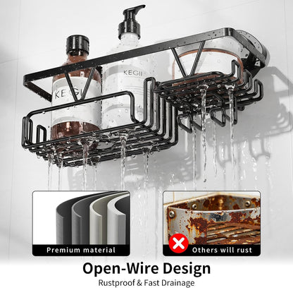 Shower Caddy Suction Cup with Soap Holder and Hooks, Matte Black6