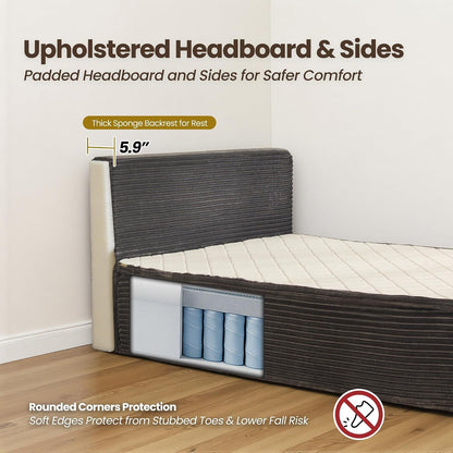 Full Boneless Cloud Bed, Frame & Headboard & Mattress Set, Gray8