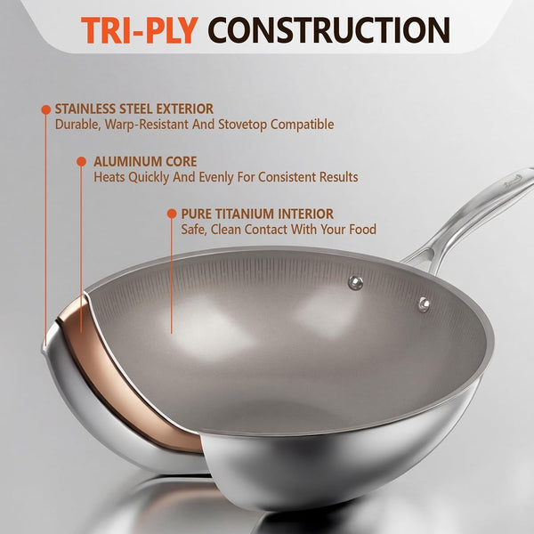 Titanium Wok Pan with Lid – 12" Non-Toxic Pfas-Free Woks & Stir-Fry Pans, Tri-Ply Titanium & Stainless Steel, Induction & Dishwasher Safe4