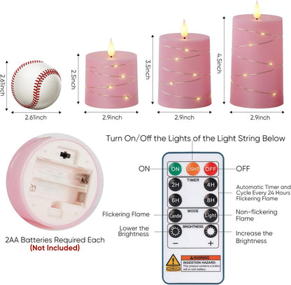 Pink Battery Operated Flameless LED Pillar Candle with Remote Timer6