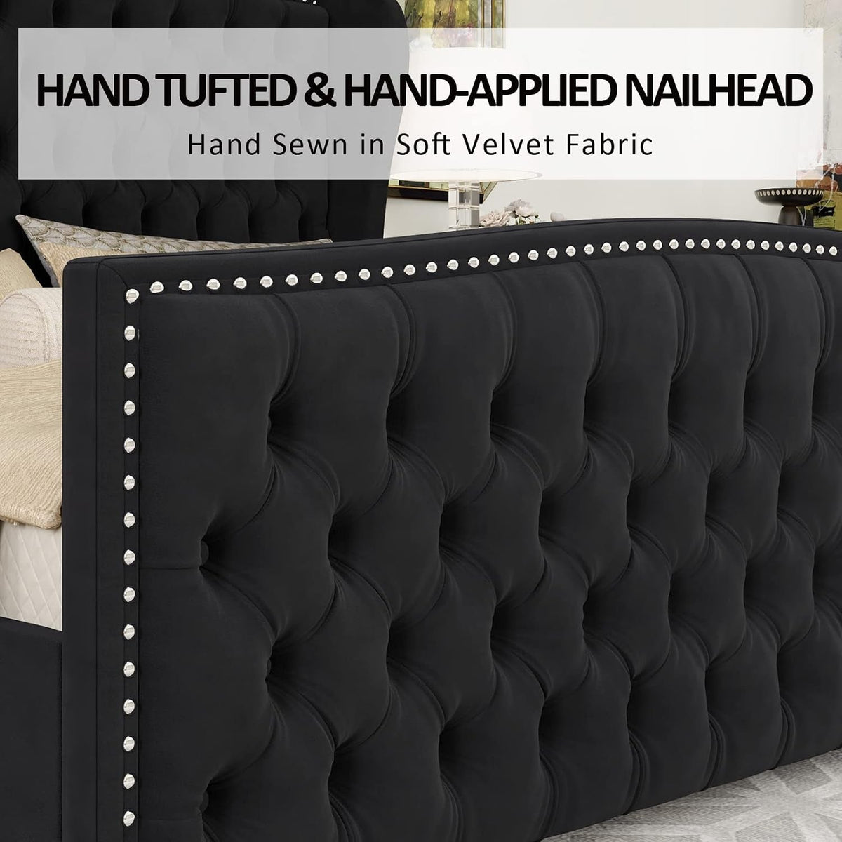 queen-size-bed-frame-with-velvet-upholstered-wingback-headboard