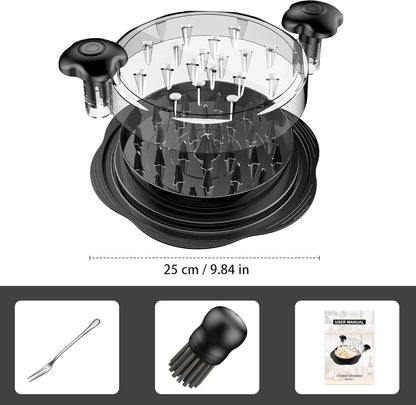 Chicken Shredder Tool Twist Large Meat Shredder with Brush&Fork, Black | Visible Chicken Breast Shredder, Strong Anti-Slip Strip, Ergonomic Handle, BPA Free, Kitchen Gadgets for Pork Beef Chicken7