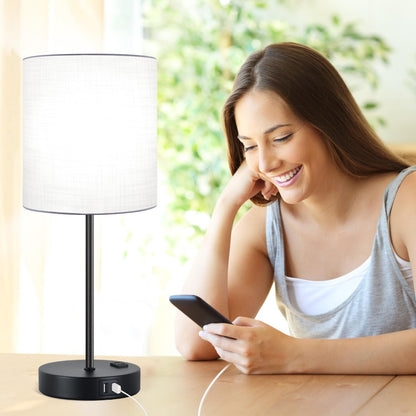 Set of 2 Touch Control Table Lamps with 2 USB & AC Outlet, 3-Way Dimmable Bedside Nightstand Lamps for Bedroom Living Room Nursery, 800 Lumens 5000K Daylight Bulbs Included6
