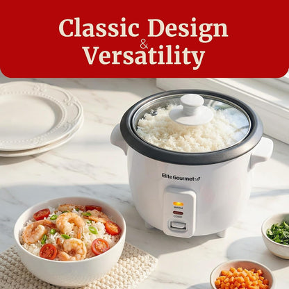 Rice Cooker & Steamer, Non-Stick Pot, White, 6 Cups Cooked | Includes Steam Tray - Keep Warm - 3 Cups Uncooked - Also Makes Soups, Stews, Grains and Cereals7