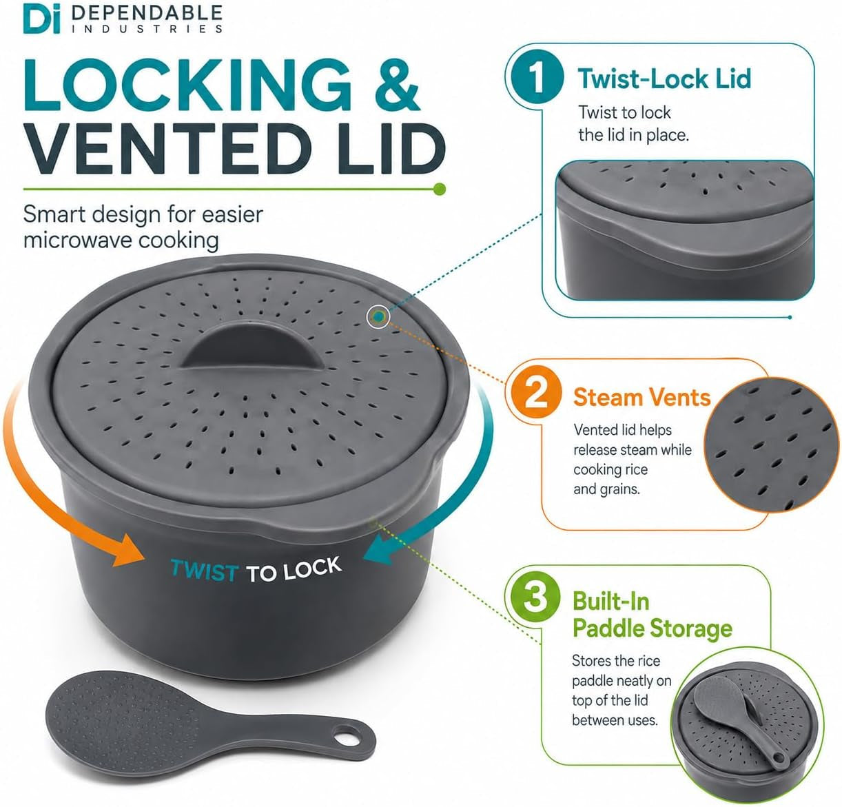 microwave-rice-cooker-and-grain-steamer-2-3l-with-paddle-and-measuring-cup-2-3l-microwave-cooker-for-rice-grains-and-vegetables-with-locking-vented-lid-paddle-and-measuring-cup