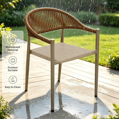 4Pcs Stackable Patio Chairs, Rattan Armchairs with Aluminum Frame6