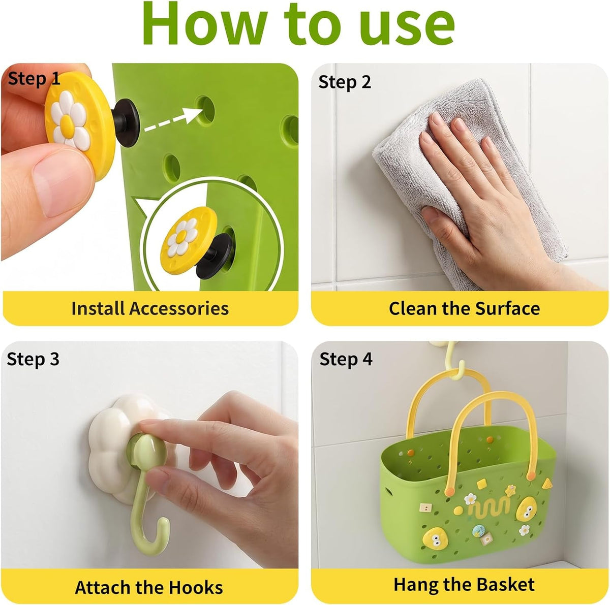 bathtub-toy-storage-bath-toy-basket-with-hooks-handles-quick-drain-green