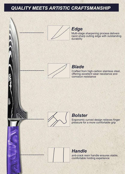 6 Inch Super Sharp Boning & Fillet Deboning Knife (Purple)3