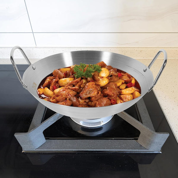 10.23 Inch Stainless Steel Wok round Bottom Frying Pan for Gas Stove Large Capacity Stir Fry Pan for Bbq Fried Potatoes Scrambled Eggs Home Kitchen Cooking9