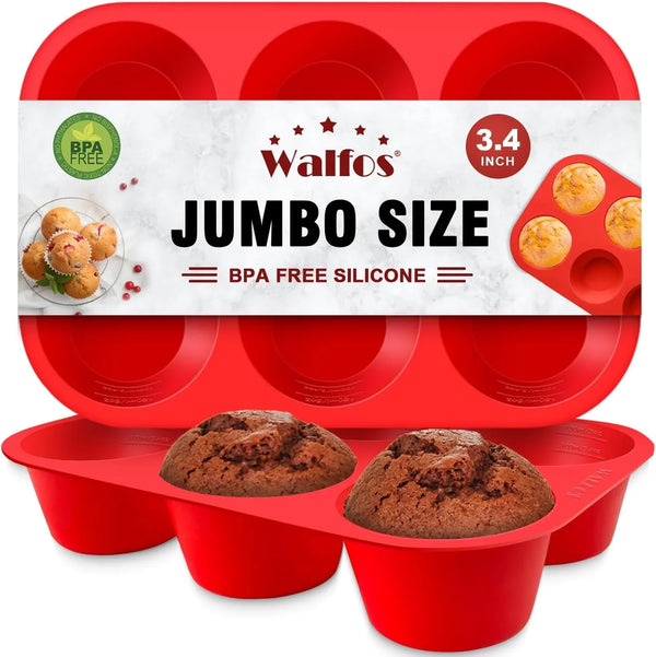 Silicone Texas Muffin Pan Set- 6 Cup Jumbo Silicone Cupcake Pan, Non-Stick, Just Release! Perfect for Egg Muffin, Big Cupcake - BPA Free and Dishwasher Safe, Set of 21