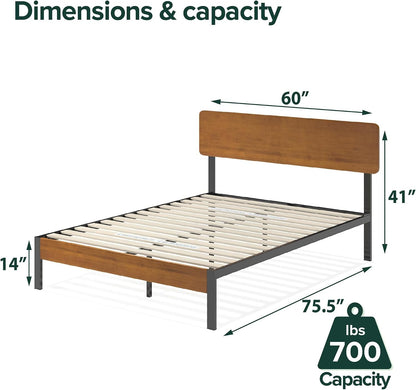 Olivia Metal and Wood Platform Bed Frame / No Box Spring Needed / Wood Slat Support / Easy Assembly, Full2