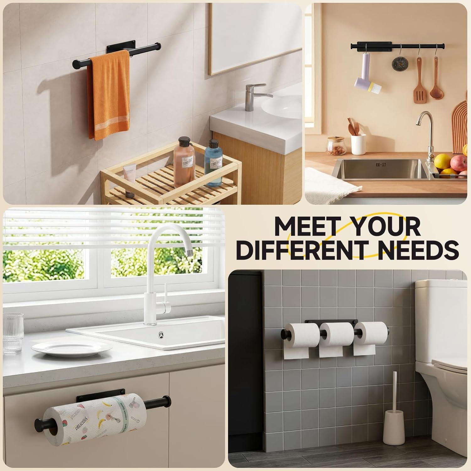 paper-towel-holder-wall-mount-self-adhesive-no-drill-or-drilling-sus304-stainless-steel-kitchen-bathroom-sink-pantry-fridgeblack