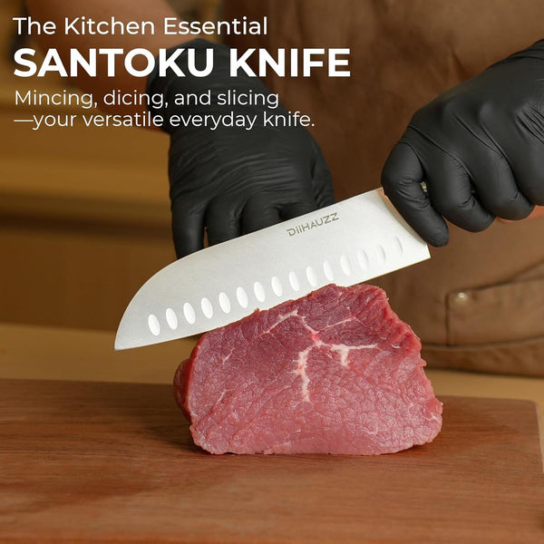 Santoku Knife, 7 Inch High Carbon Steel Kitchen Knife3