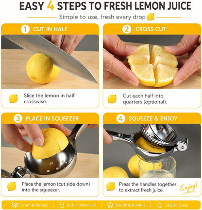 Premium Lemon Squeezer, Large Heavy Duty Handhelp Juicer for Lemon, Metal Hand Press Citrus Juicer, Lime Squeezer Bar Tool, Manual Citrus Press | Large Bowl Ergonomic Handle Easy Handheld Press for Lemons and Limes7