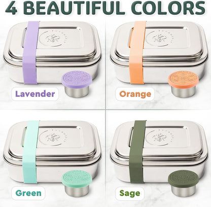 Stainless Steel Bento Box + Condiment Container - Green, 27Oz / 0.8 L10