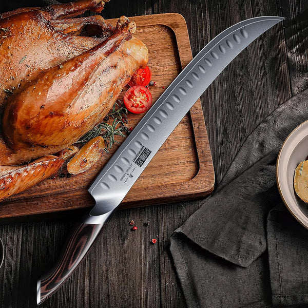 Fillet Knife 9 Inch, Professional Japanese Fish Knives for Meat Poultry Cutting & Carving Slicing Knife, Razor Sharp Curved Butcher Breaking Knives for Meat Cutting5