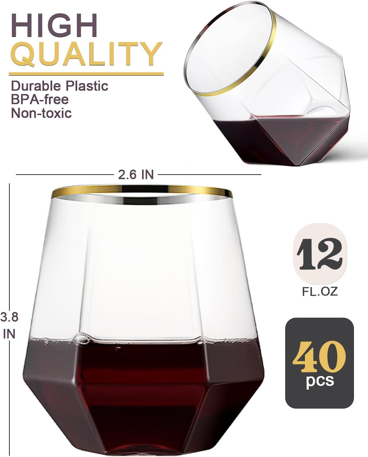 40-pack-plastic-wine-glasses-12-oz-disposable-cocktail-whiskey-glasses-gold-rimmed-diamond-stemless-champagne-margarita-glasses-clear-unbreakable-reusable-plastic-cups-for-party-wedding-birthday