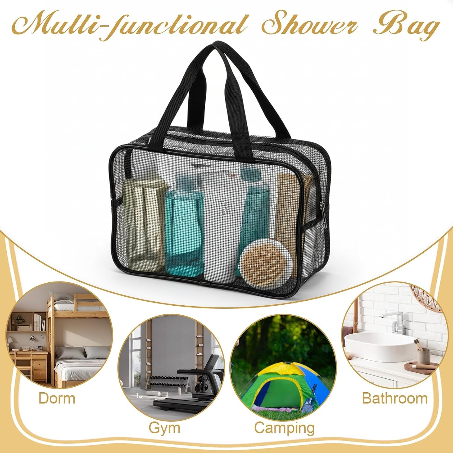 mesh-shower-caddy-bag-portable-toiletry-organizer-with-zipper-large-capacity-quick-dry-tote-for-bathroom-gym-travel-camping-swimming