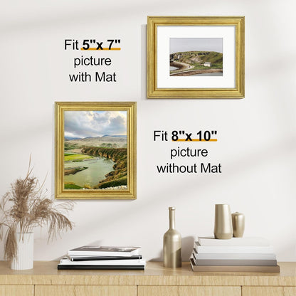 8X10 Picture Frames Set of 2, Vintage Photo Frames, Rustic Gold3