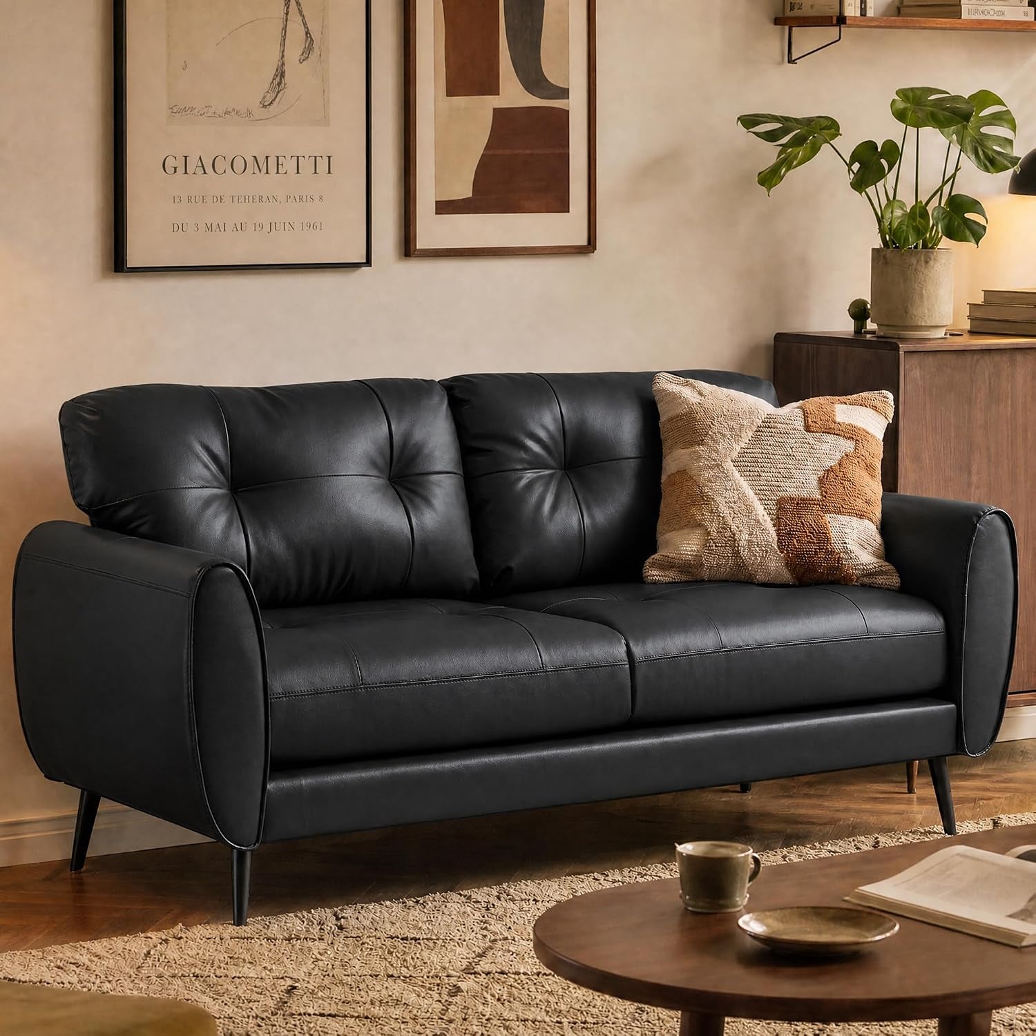 61-black-faux-leather-loveseat-small-tufted-couch-for-living-room