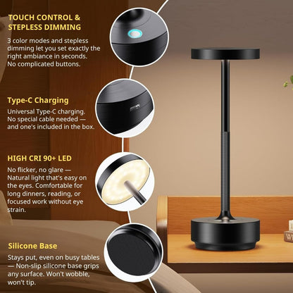 Rechargeable Cordless Table Lamp with 5000Mah Battery IP54 Waterproof LED6